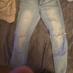Women's Light Blue Distressed Jeans